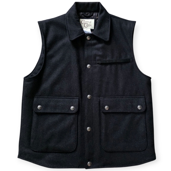 Cripple Creek Wool Melton Vest W/Concealed Carry Pocket, Heather Black, Size M - Picture 2 of 8